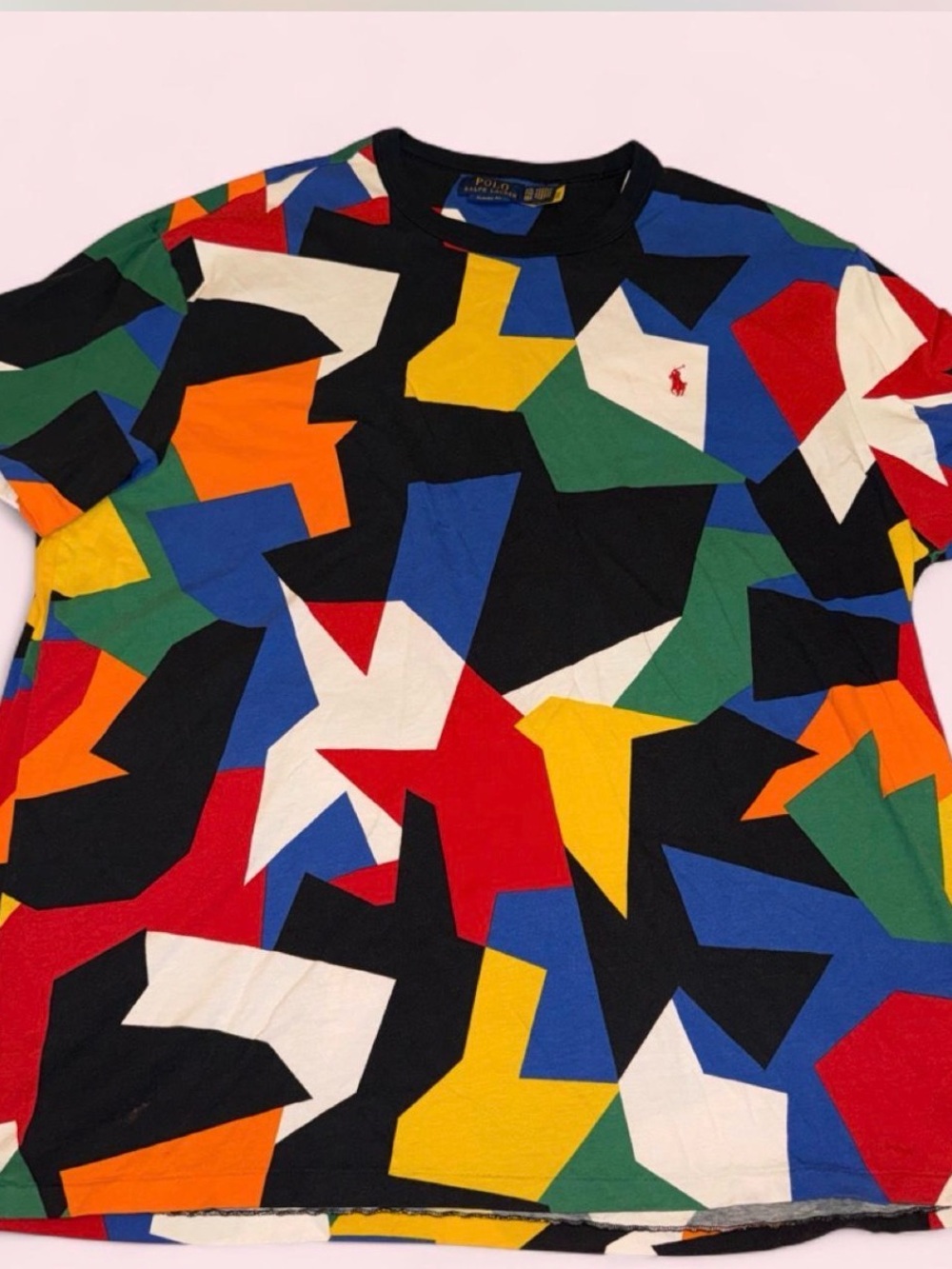 Polo by Ralph Lauren Black Multicolor Geometric Short Sleeve Tee